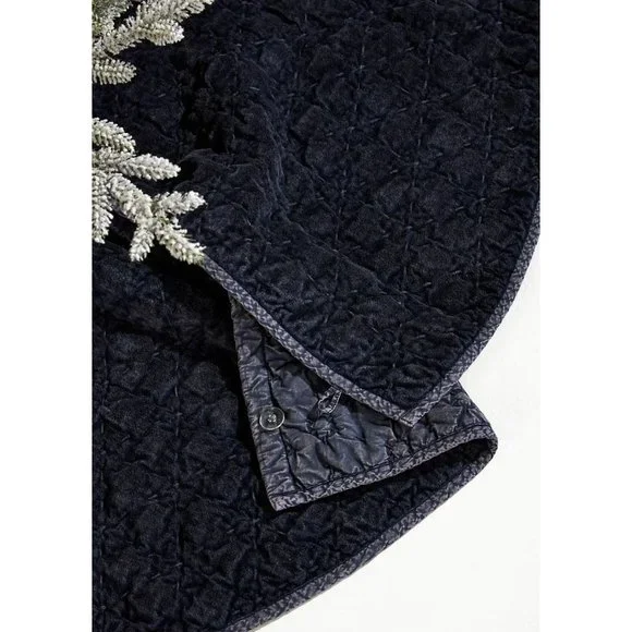 Anthropologie Dark Blue Quilted Navona Tree Skirt